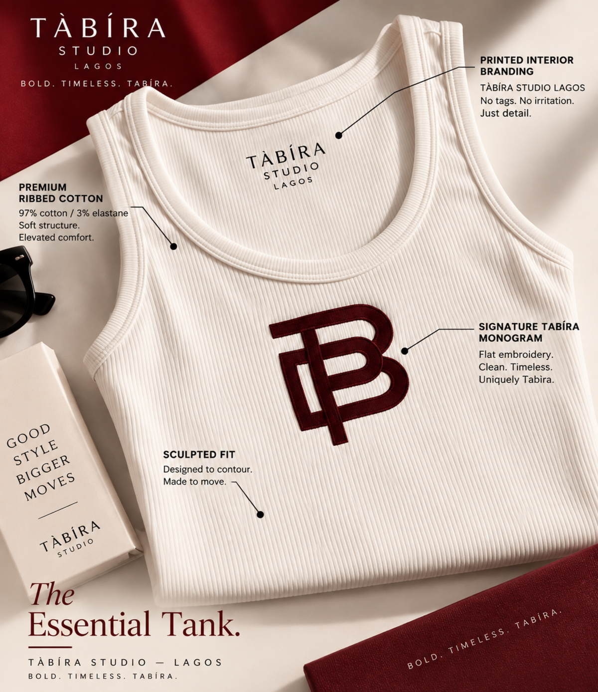 TÀBÍRA ESSENTIAL TANK (Burgundy Anagram)